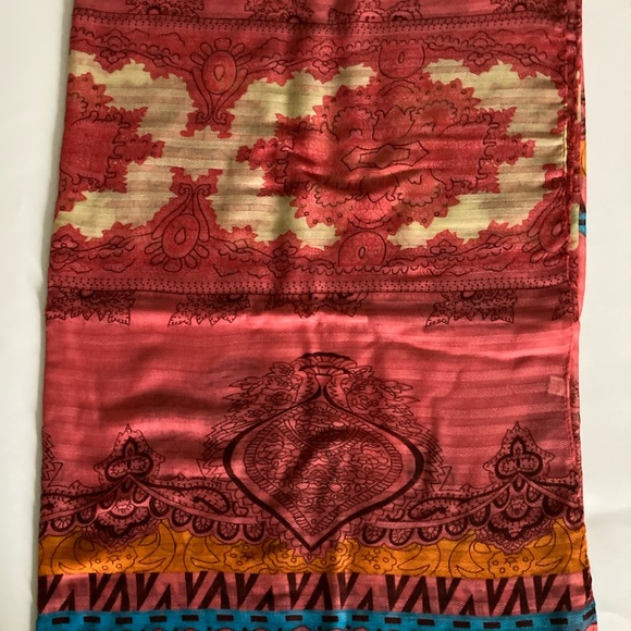 🛍 Paisley & Pattern Long Scarf, Orange - Picture 3 of 3
